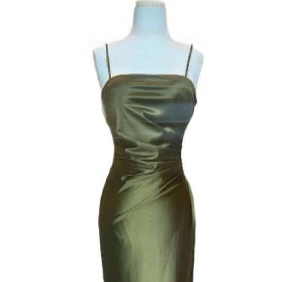 NEW LONG FORMAL SLEEVELESS SHEATH SOLID PROM DRESS W/ GATHERED WAISTLINE TC D601 - Picture 3 of 9